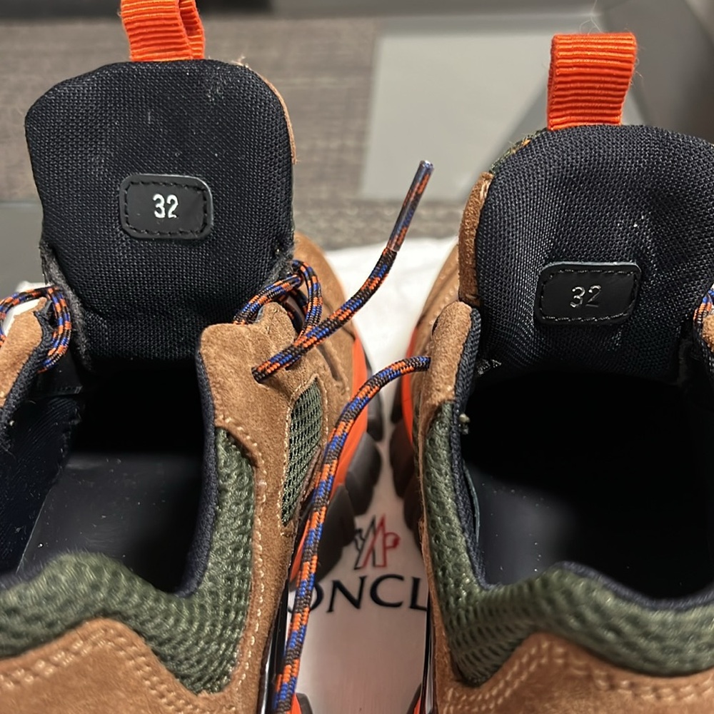 NWOT Moncler Kids Khaki & Orange Leave No Trace Sneaker kid size UK 32/US Size 1 - Picture 6 of 6